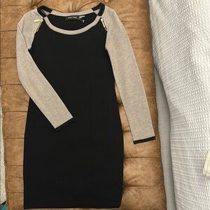 Black and Gray Long Sleeve Dress